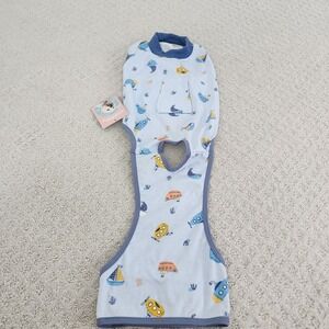 Pet Recovery Suit Light Blue Nautical Print Post-Surgery Wrap NEW